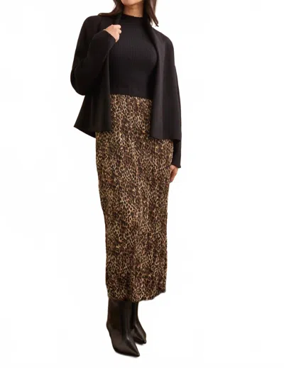 Tribal Double Knit Shawl Collar Coatigan In Black