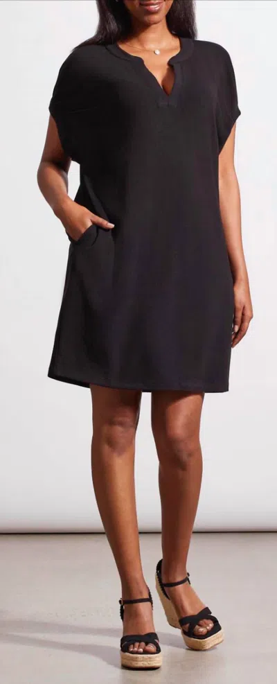 TRIBAL SHIFT KNIT DRESS IN BLACK