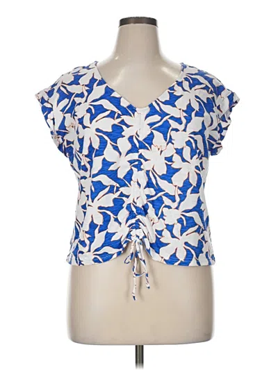 Pre-owned Tribal Short Sleeve Blouse In Blue