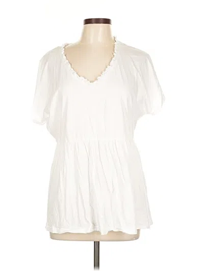 Pre-owned Tribal Short Sleeve Blouse In White