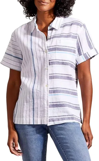 Tribal Short Sleeve Button Up Shirt In Deep Blue