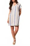 Tribal Short Sleeve Dolman Tunic Dress With Slits In Oasis In Multi