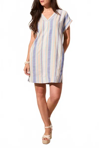 Tribal Short Sleeve Dolman Tunic Dress With Slits In Oasis In Multi