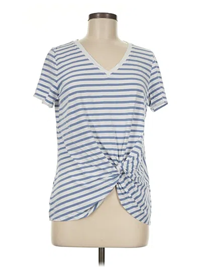 Pre-owned Tribal Short Sleeve Top Blue V-neck Tops
