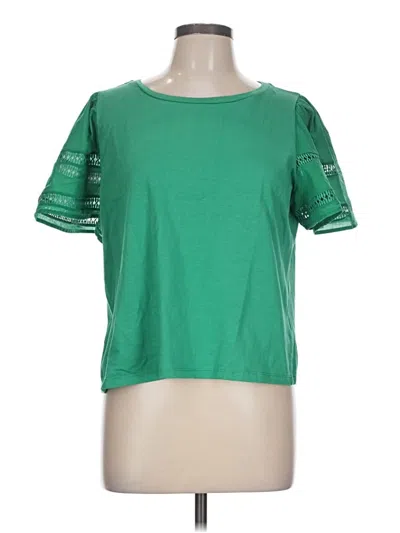 Pre-owned Tribal Short Sleeve Top Green Boatneck Tops