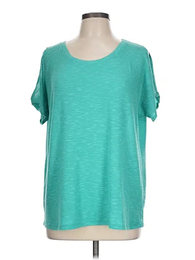 Pre-owned Tribal Short Sleeve Top Teal Scoop Neck Tops