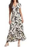 Tribal Short Sleeve Wrap Up Print Maxi Dress In Wailea In Multi