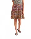 Tribal Short Sleeves Tiered Dress With Lining In Celadon In Multi