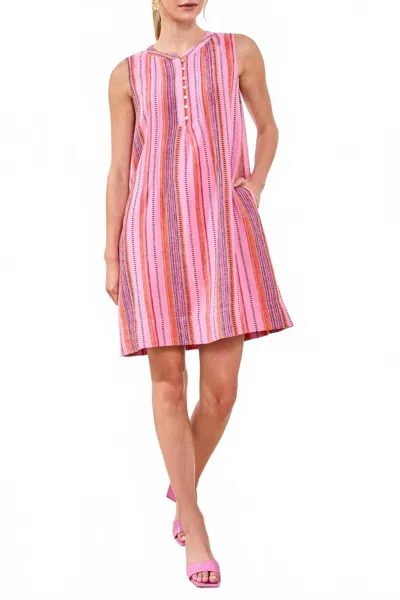 Tribal Sleeveless A-line Dress With Pintuck Detail In Rosesilk In Multi