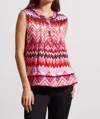 Tribal Sleeveless Blouse With Tuck Pleats In Plum