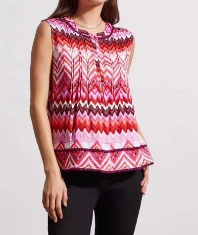 Tribal Sleeveless Blouse With Tuck Pleats In Plum