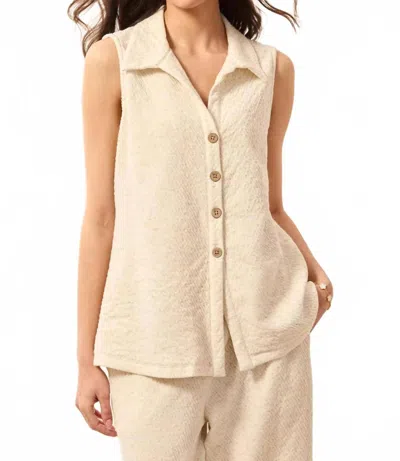 Tribal Sleeveless Button Front Top In Canvas In Neutral