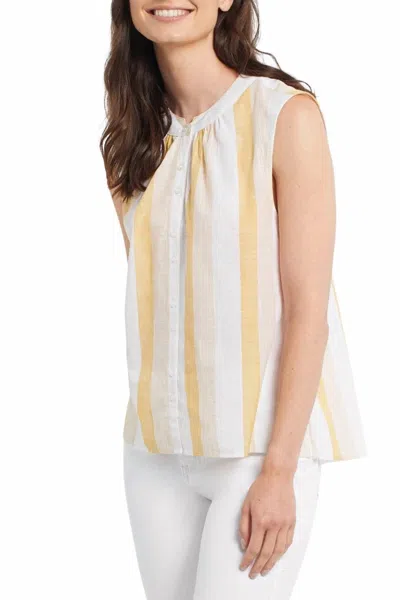 Tribal Sleeveless Button Front Top In Wheat In Yellow