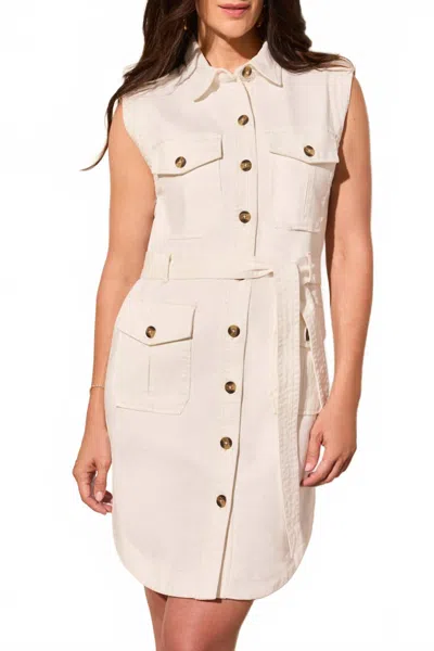 Tribal Stretch Twill Denim Sleeveless Cargo Dress In Cocomilk In Multi
