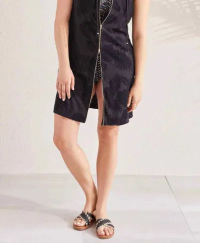Tribal Sleeveless Cover Up Hood In Black