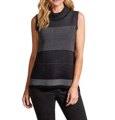 Tribal Sleeveless Cowl Neck Sweater In Black