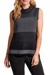 Tribal Sleeveless Cowlneck Sweater In Black In Black