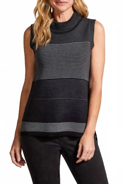 Tribal Sleeveless Cowlneck Sweater In Black