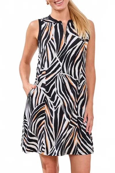 Tribal Sleeveless Crew Neck Dress In Tuscan Tan-3322 In Black