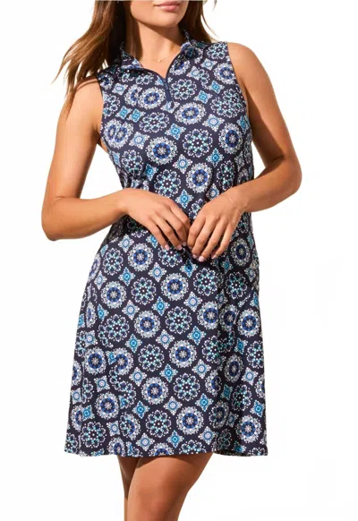 Tribal Sleeveless Dress With Flare Cut In Riviera In Blue