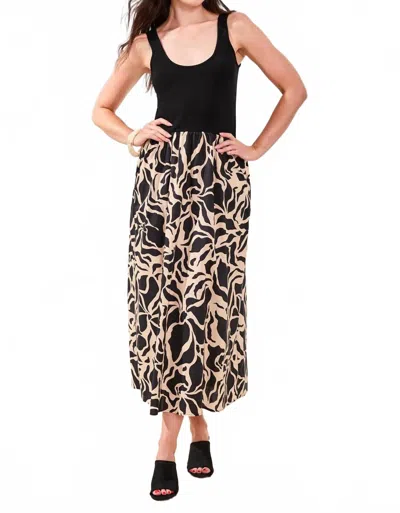 Tribal Sleeveless Maxi Dress In Black In Brown