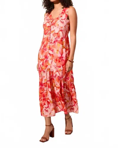 Tribal Sleeveless Maxi Dress With Lining In Coral Sky In Multi