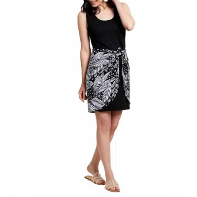 Tribal Sleeveless Printed Wrap Dress In Black