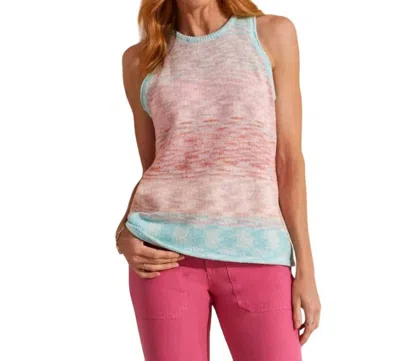 Tribal Sleeveless Scoop Sweater Tank In Pastel In White