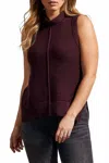 Tribal Sleeveless Tank Sweater In Red Wine In Burgundy