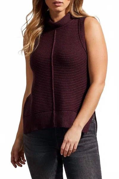 Tribal Sleeveless Tank Sweater In Red Wine In Burgundy