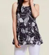 Tribal Sleeveless Tiered Top In Black/white In Multi