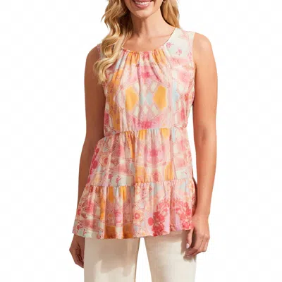 Tribal Sleeveless Tiered Top In Yellovango In Multi