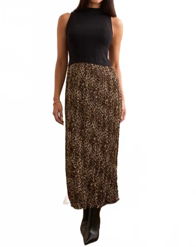 Tribal Sleeveless Twofer Maxi Dress In Black