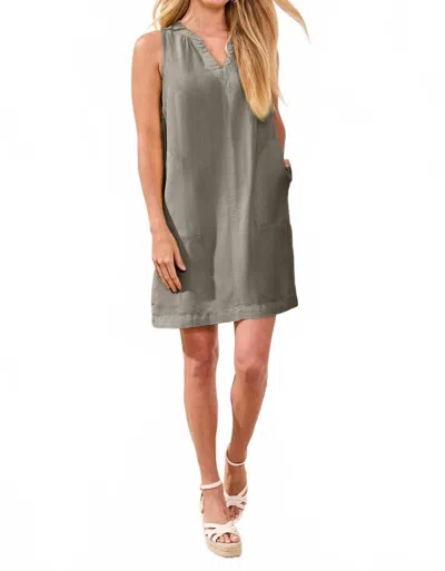 Tribal Sleeveless V-neck Mini Dress In Dark Cactus Clay In Gray