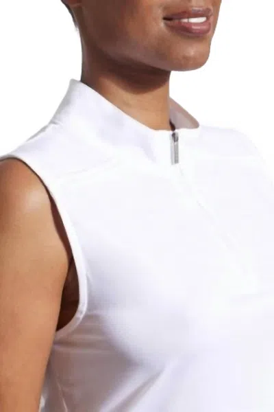 Tribal Sleeveless Zip Mock Top In White