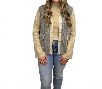 Tribal Snap Front Sweater Vest In Grey In Multi