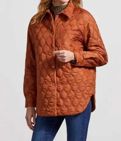 Tribal Snap-up Quilted Shacket In Mocha In Brown