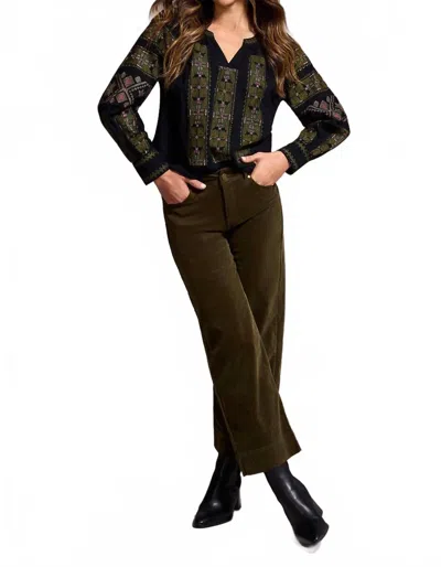 Tribal Soft Stretch Corduroy High Rise Ankle Pant In Ivy In Brown