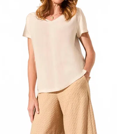 Tribal Soft Touch Cotton Mixed Media Top In Cocomilk In Neutral