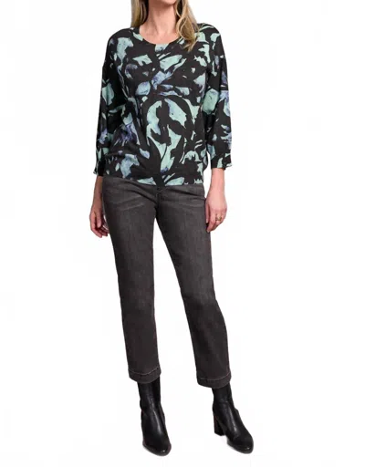 Tribal Soft Yarn Three Quater Sleeve Crew Neck Sweater In Mint In Multi