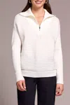 Tribal Soft Zip-up V-neck Sweater In Eggshell In White