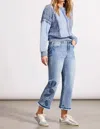 Tribal Sophia Applique Flare Jeans In Flower Blue In Multi