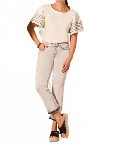 Tribal Sophia Curvy Micro Flare Crop Jeans In Shadowmist In Gray