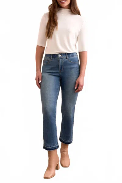 Tribal Sophia Curvy Micro Flare Jeans In True Vintage In Blue