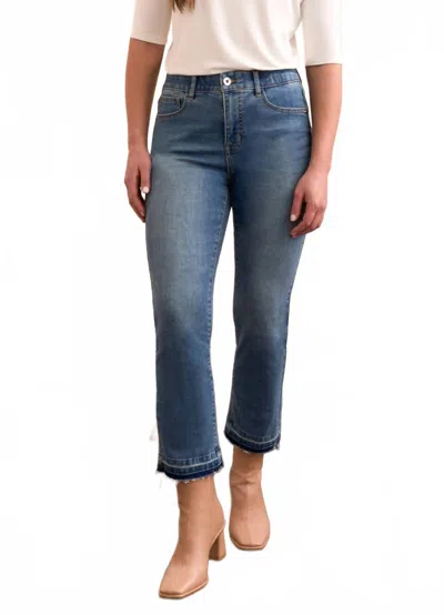 Tribal Sophia Curvy Micro Flare Jeans In True Vintage In Blue