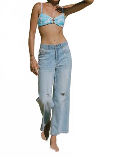 Tribal Sophia Curvy Wide Leg Jeans In Breeze Blue