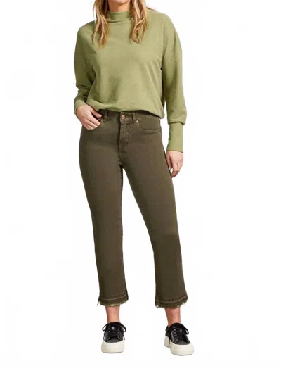 Tribal Sophia Microflare Crop Jeans In Olive In Green