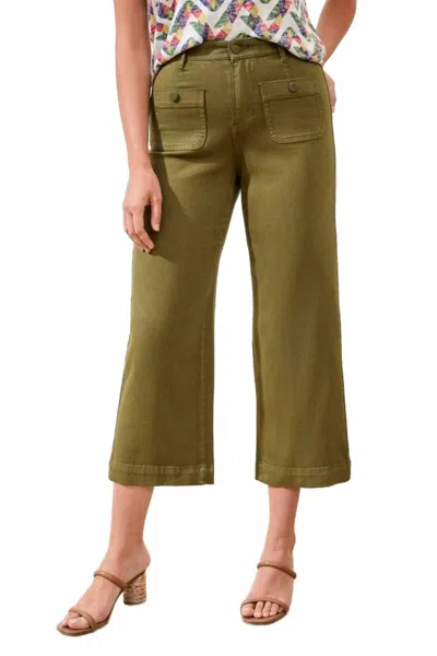 Tribal Sophia Palazzo Crop High-waisted Kick Flare Jeans In Rainforest In Green