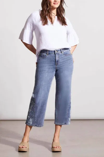 Tribal Sophia Wide Crop Embroidered Jean In Dark Vintage In Multi