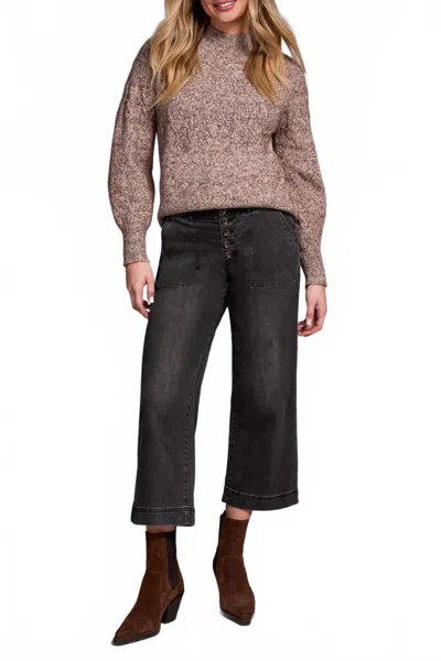 Tribal Sophia Wide Crop Jeans In Black